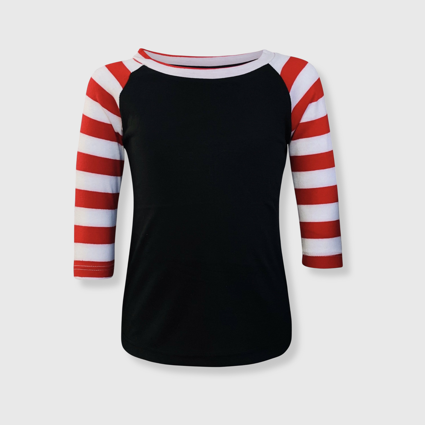 Candy Cane Black Red Stripes Top Kids