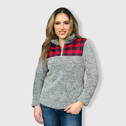 Sherpa Gray Plaid Pullover Women