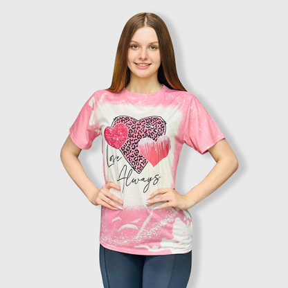 'Love Always' Heart Dusty Pink Faux Bleached Top