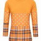 Color Block Orange Polka Dot Plaid Top