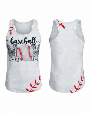 Baseball Mom Gray Racerback Tank Top