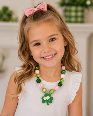 Bubblegum Necklace - St. Patrick's Clover Green Pink