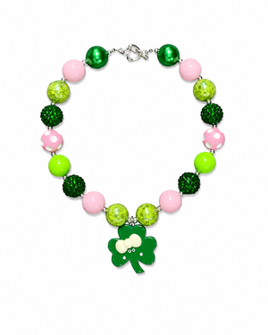 Bubblegum Necklace - St. Patrick's Clover Green Pink