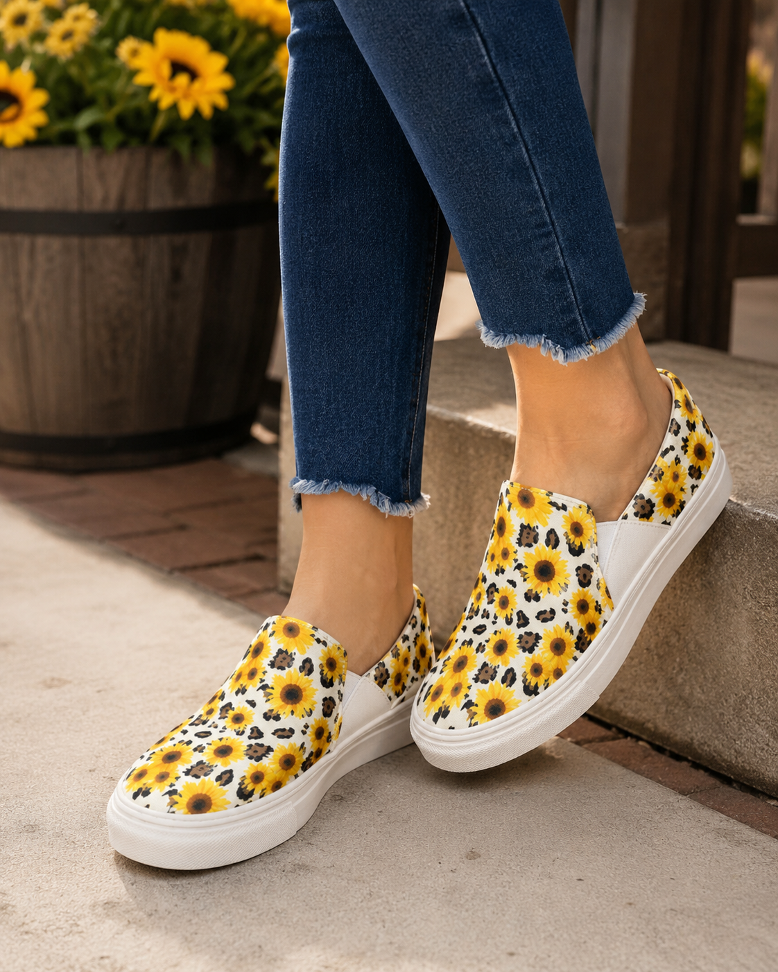 Sunflower Cheetah Slip-On Sneaker Shoes