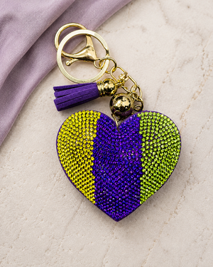 KC1007 - Mardi Gras Heart Keychain