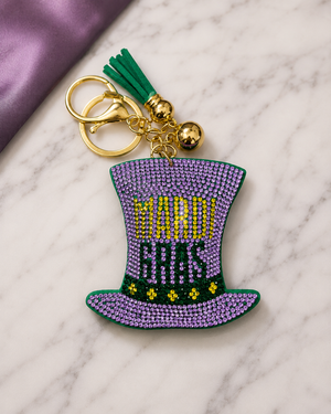 KC1009 - Mardi Gras Top Hat Keychain