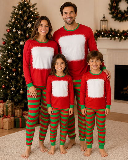 Christmas FAUX Bleached Red Green Family Pajama Set (Kids & Adult)