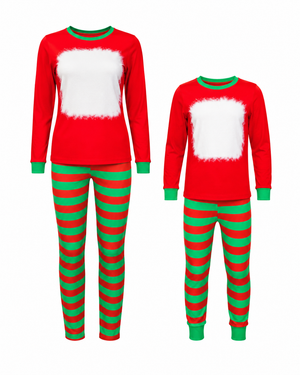 Christmas FAUX Bleached Red Green Family Pajama Set (Kids & Adult)