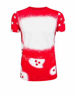 Fourth of July Stars Red Blank Faux Bleached Top