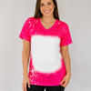 V-Neck FAUX Bleached Tees - Pink