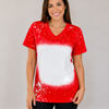 V-Neck FAUX Bleached Tees - Dark Red