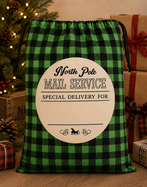 Santa Sack - Green Plaid