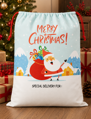 Santa Sack Sublimation - Christmas Santa Snow