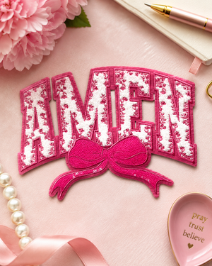 CP1240 - Amen Floral Chenille Bow Patch