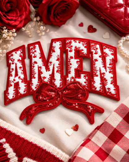 CP1240 - Amen Floral Chenille Bow Patch