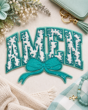 CP1240 - Amen Floral Chenille Bow Patch
