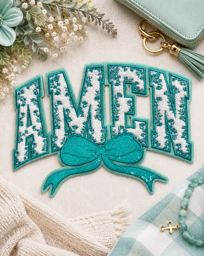 CP1240 - Amen Floral Chenille Bow Patch