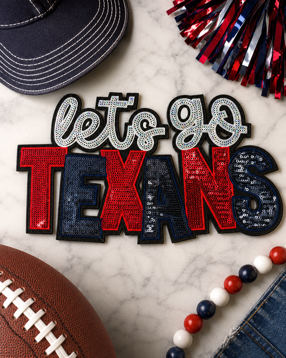 CP1226 - Let's Go Texans Sequin Patch