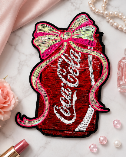CP1224 - Sequin Soda Can Patch with Bow