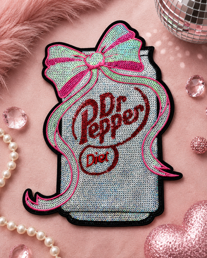 CP1224 - Sequin Soda Can Patch with Bow
