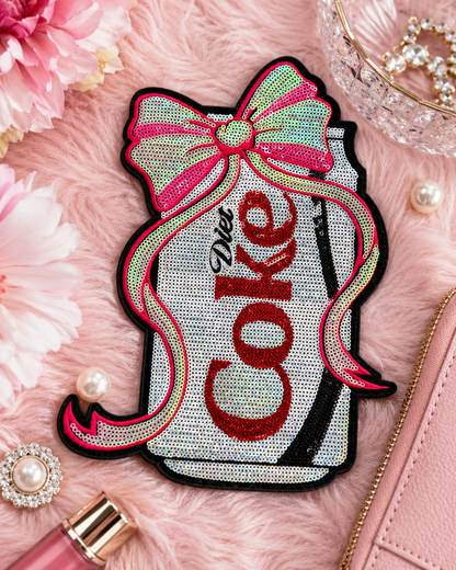 CP1224 - Sequin Soda Can Patch with Bow