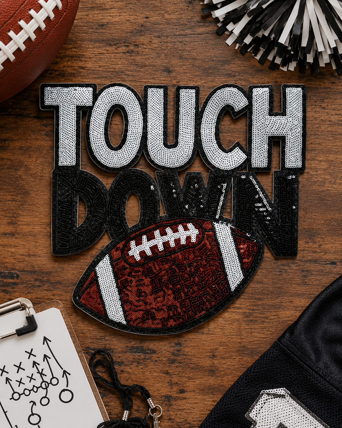 CP1220 - Touch Down Football Sequin Patch