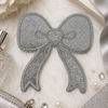 CP1211 - Glittery bow Patch - Silver