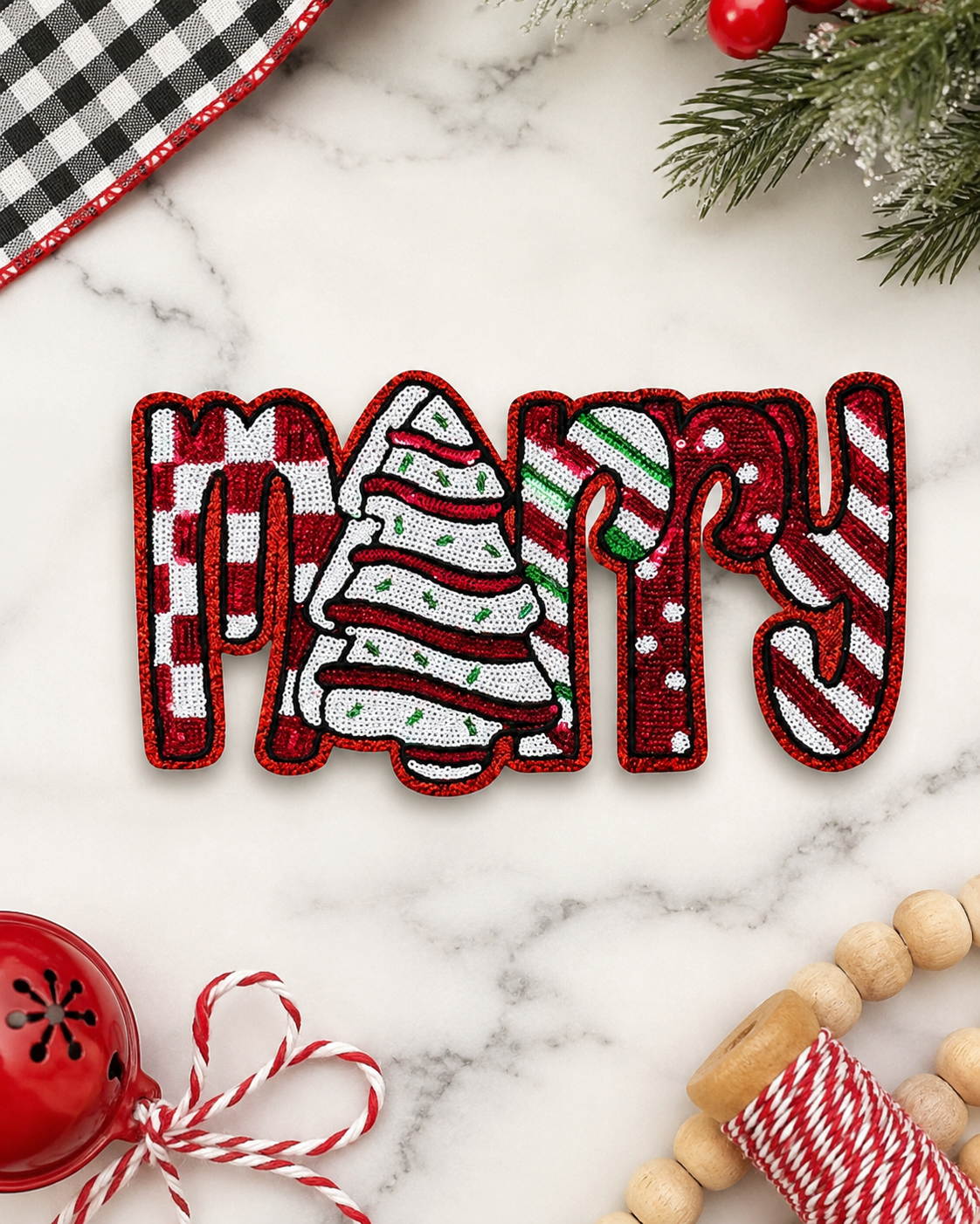 CP1190 -  Peppermint Marry Sequin Patch