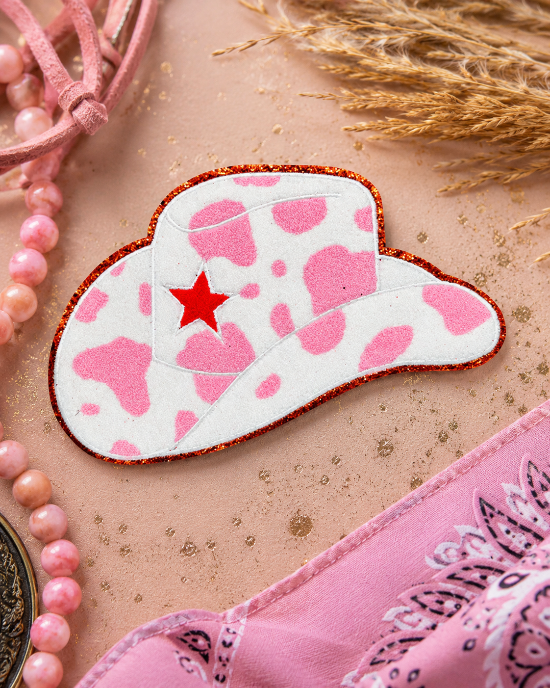 CP1063 -Pink Cowboy Hat Chenille Patch
