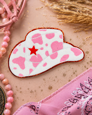 CP1063 -Pink Cowboy Hat Chenille Patch