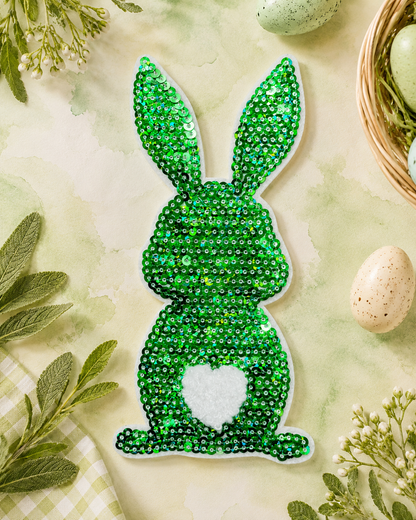 CP1052 - Easter Rabbit Chenille Sequin Patch (Small)