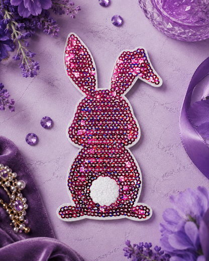 CP1052 - Easter Rabbit Chenille Sequin Patch (Small)