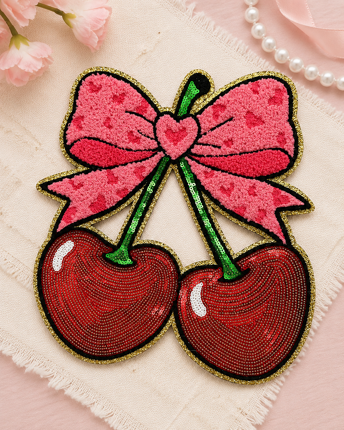 CP1227 - Sequin Cherry Bow Patch 2.0