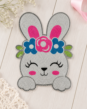 CP1194 - Flower Easter Bunny Sequin Patch