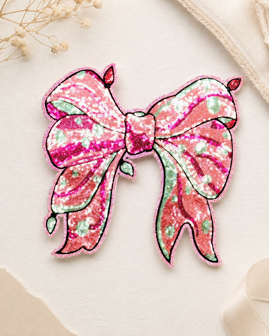 CP1172 - Pink Glitter Bow Patch