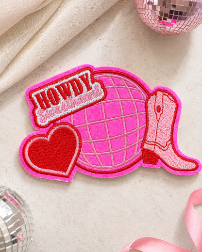HP1044 - Howdy Cowboy Pink Hat Patch