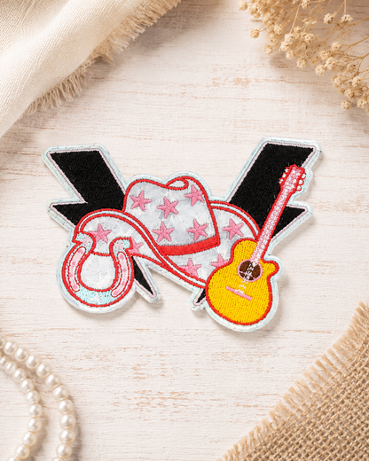 HP1043 - Cowboy Hat Guitar Hat Patch