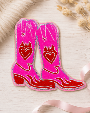 CP1040 - Cowboy Boots Glittery Chenille Sequin Patch
