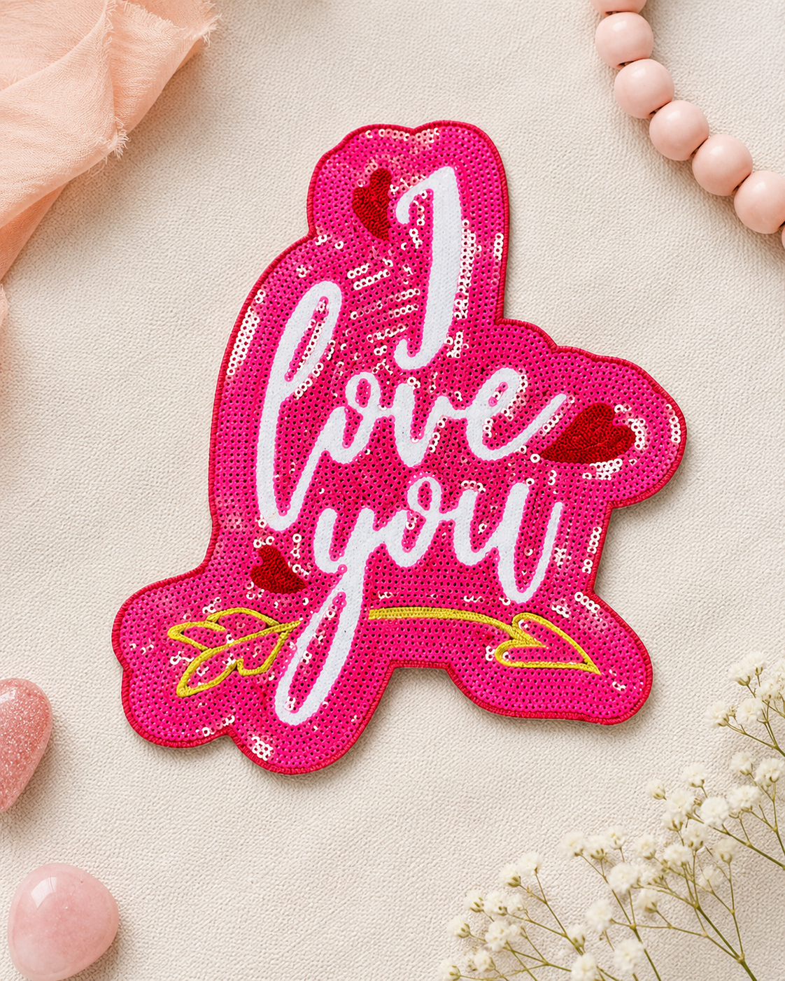 CP1009 - I Love You Chenille Sequin Patch