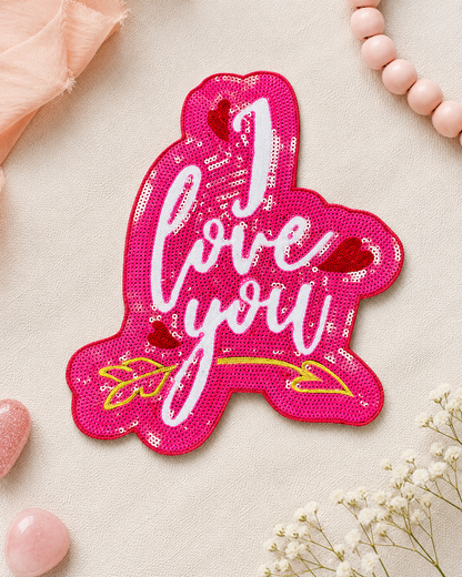 CP1009 - I Love You Chenille Sequin Patch