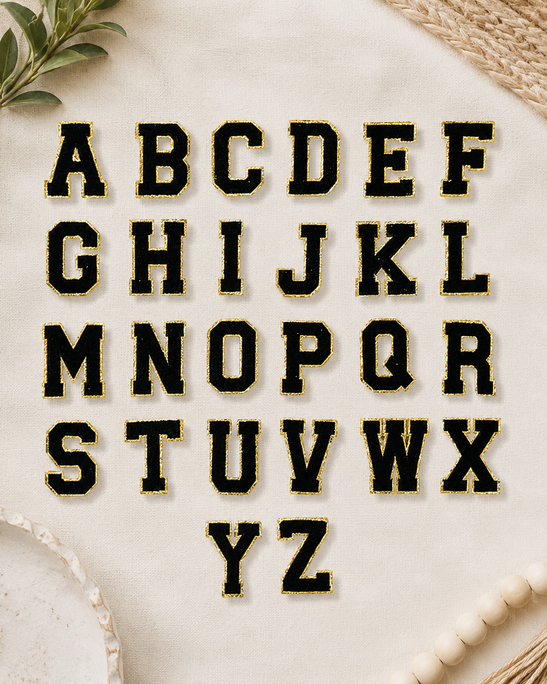 CP1095 -  Black with Gold Chenille Letters