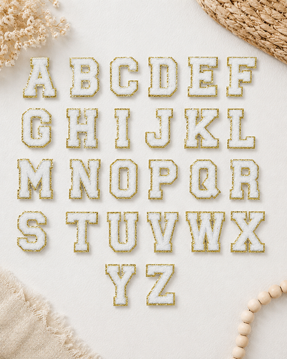 CP1094 -  White with Gold Chenille Letters