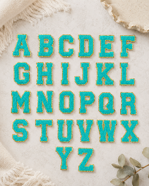 CP1093 -  Turquoise with Gold Chenille Letters