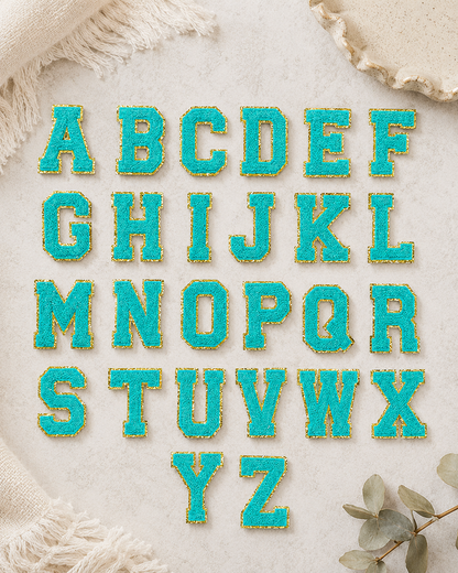 CP1093 -  Turquoise with Gold Chenille Letters