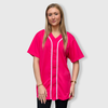 New Colors - Baseball Button Down Jersey Adult - Pink/White