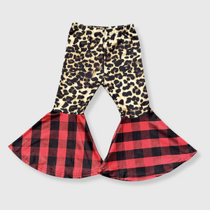 Bell Bottom Cheetah Red Plaid Pants