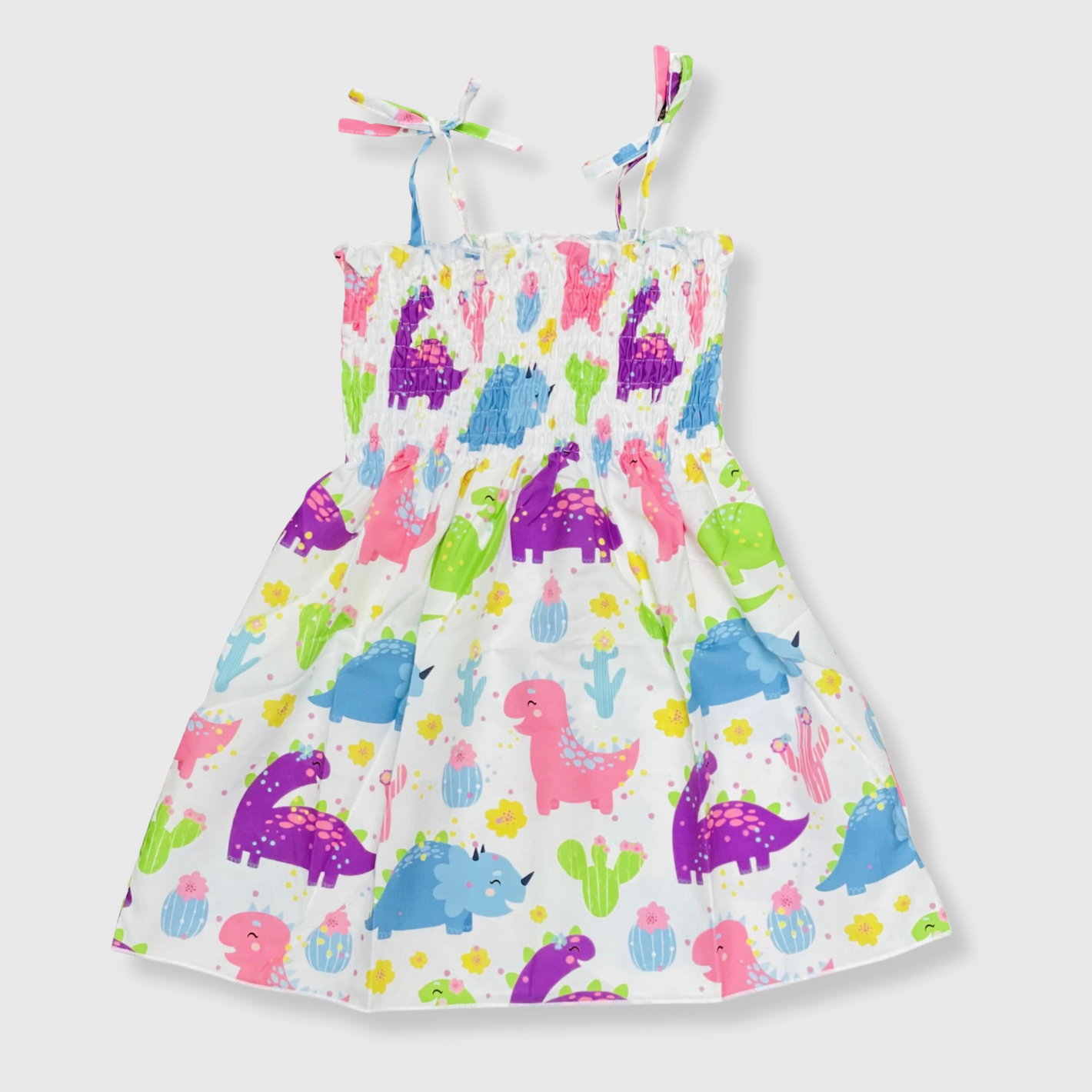 Girl's Ruched Dinosaur Sundress