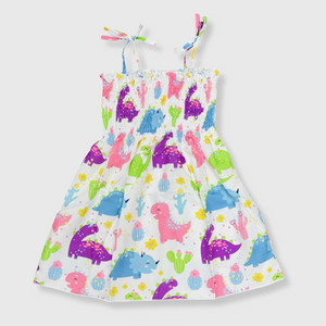 Girl's Ruched Dinosaur Sundress