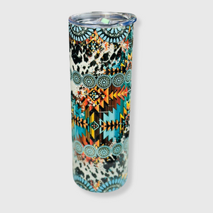 TB1011 - Aztec Cow Turquoise Tumbler