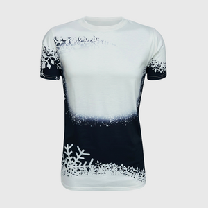 Snowflakes Black White Blank Faux Bleached Top